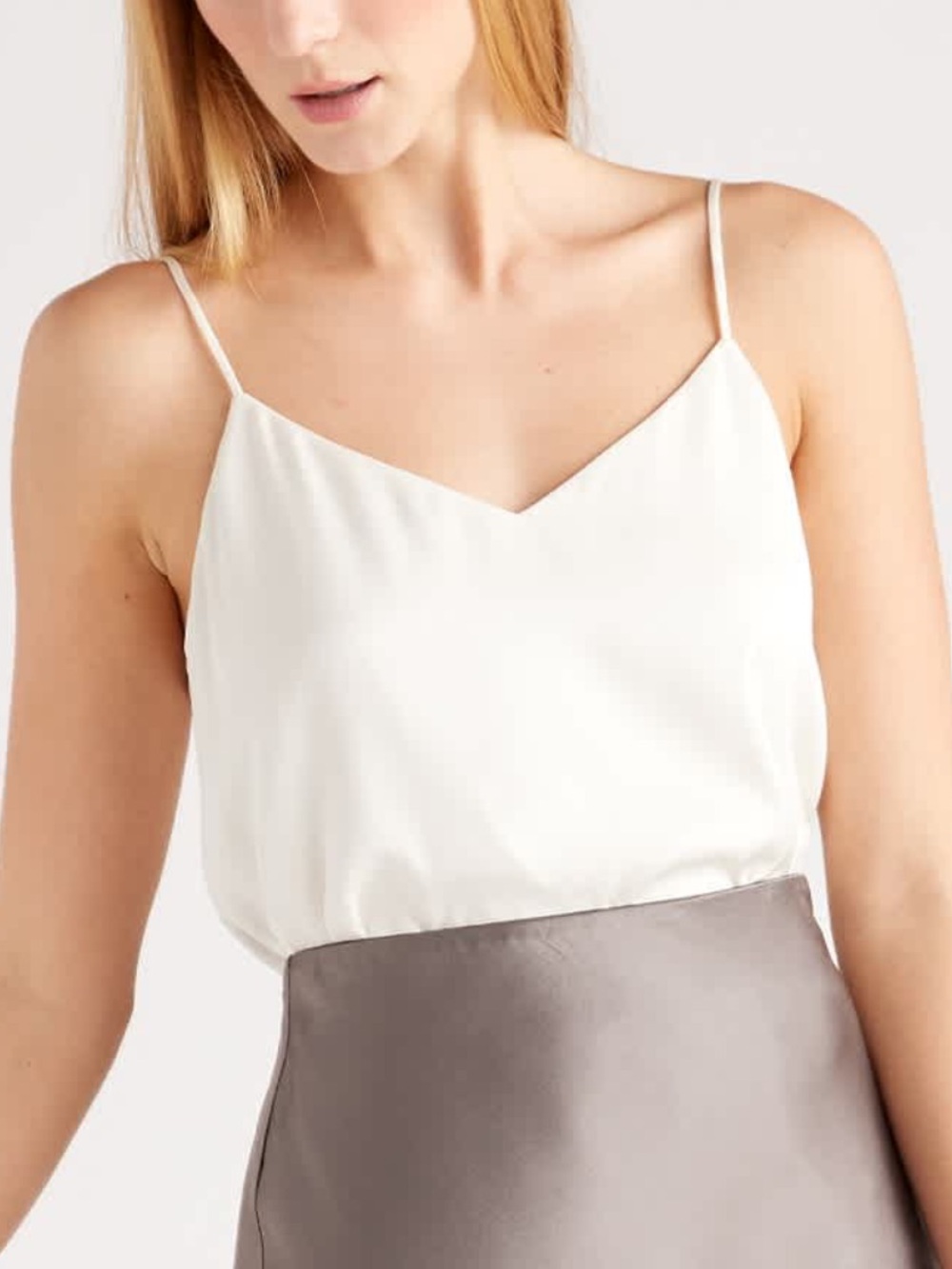 Quince washable stretched Linen ivory Mulberry Silk Tank. L